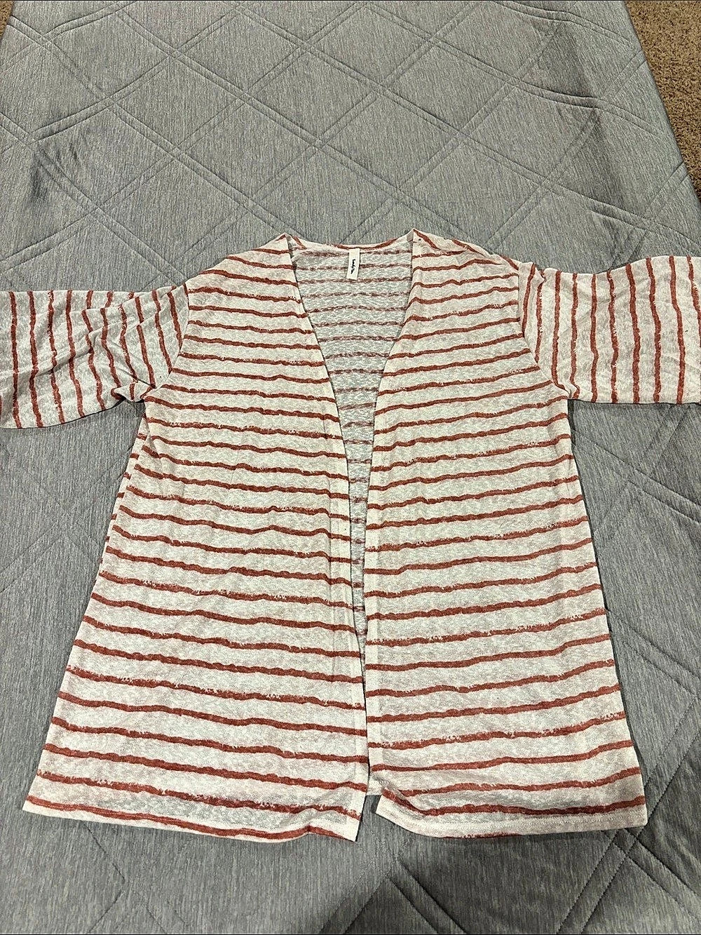 Twenty Ten Striped Open Front Cardigan in Red & White Like New
